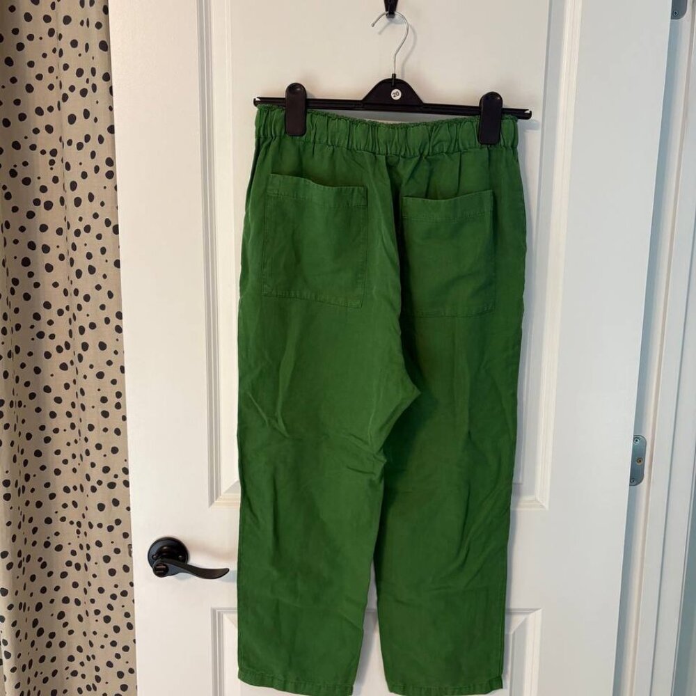 Zara Kelly Green Linen Blend Drawstring Pants - Picture 4 of 10